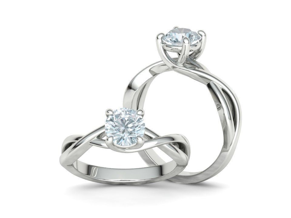 Solitaire Engagement Ring  1Ct Stone 3dmodel 3D print model_3
