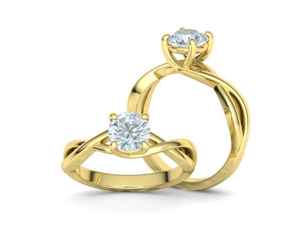 Solitaire Engagement Ring  1Ct Stone 3dmodel 3D print model_4