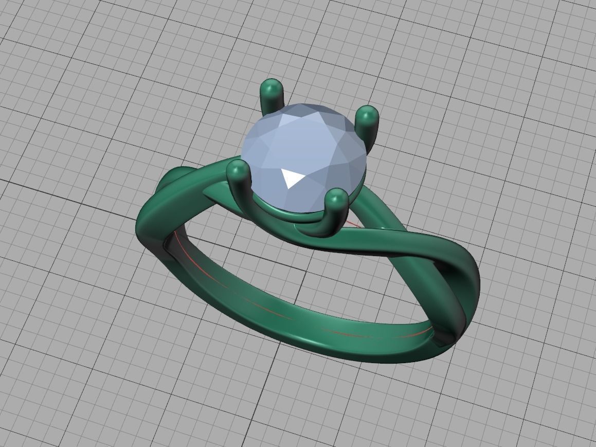 Solitaire Engagement Ring  1Ct Stone 3dmodel 3D print model_26