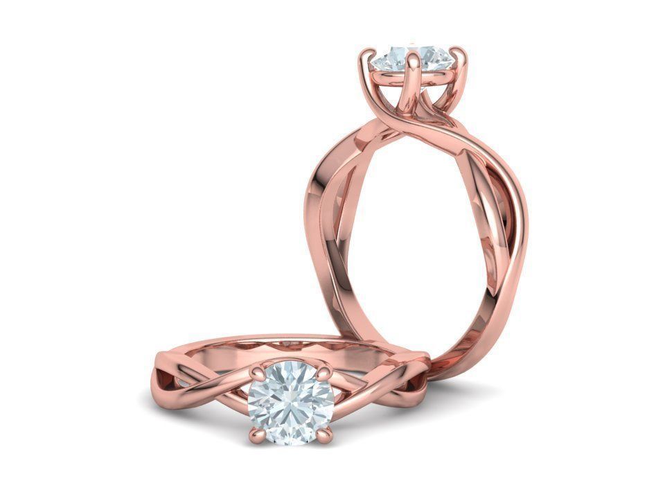 Solitaire Engagement Ring  1Ct Stone 3dmodel 3D print model_39