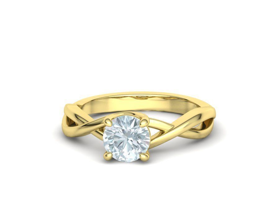 Solitaire Engagement Ring  1Ct Stone 3dmodel 3D print model_10