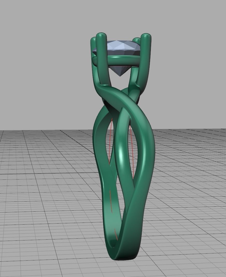 Solitaire Engagement Ring  1Ct Stone 3dmodel 3D print model_23