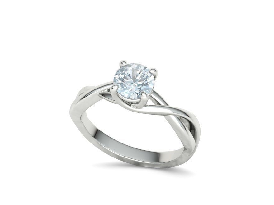 Solitaire Engagement Ring  1Ct Stone 3dmodel 3D print model_35