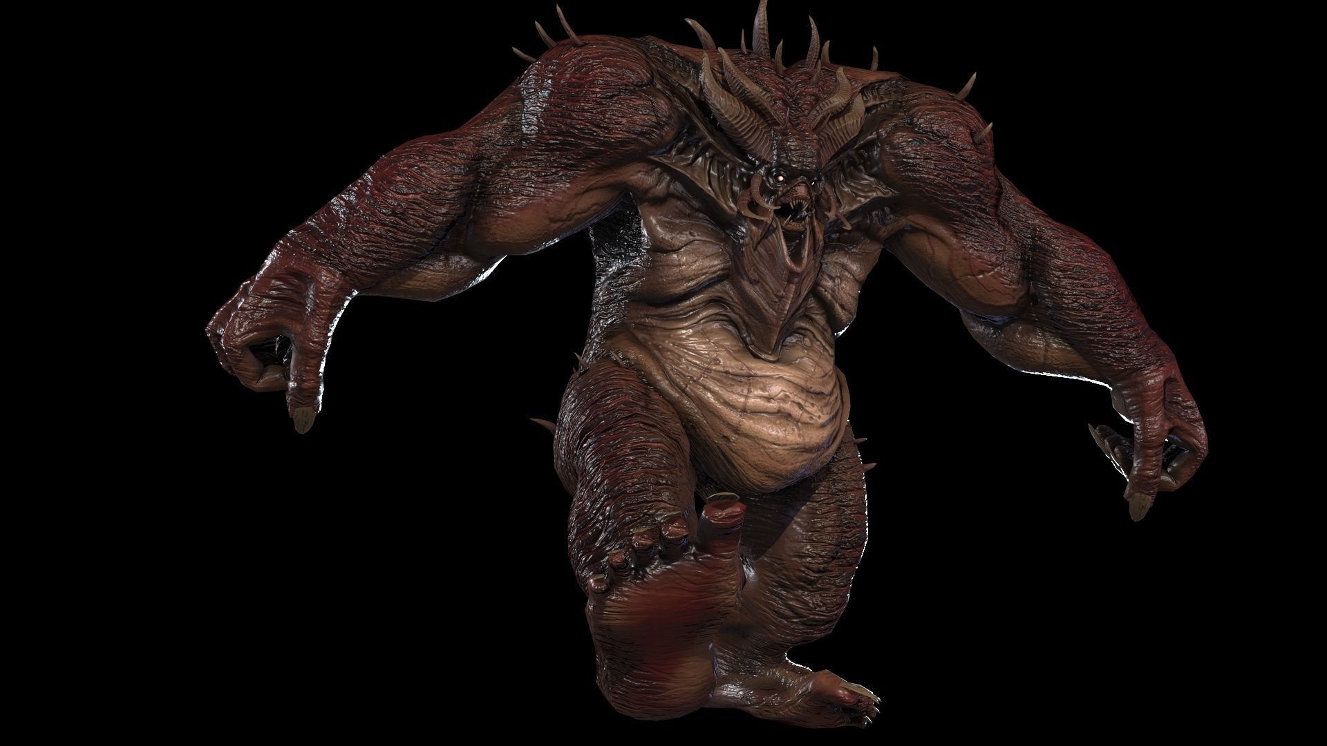 FatDemon2 creature with long arms and legs Low-poly 3D model_21