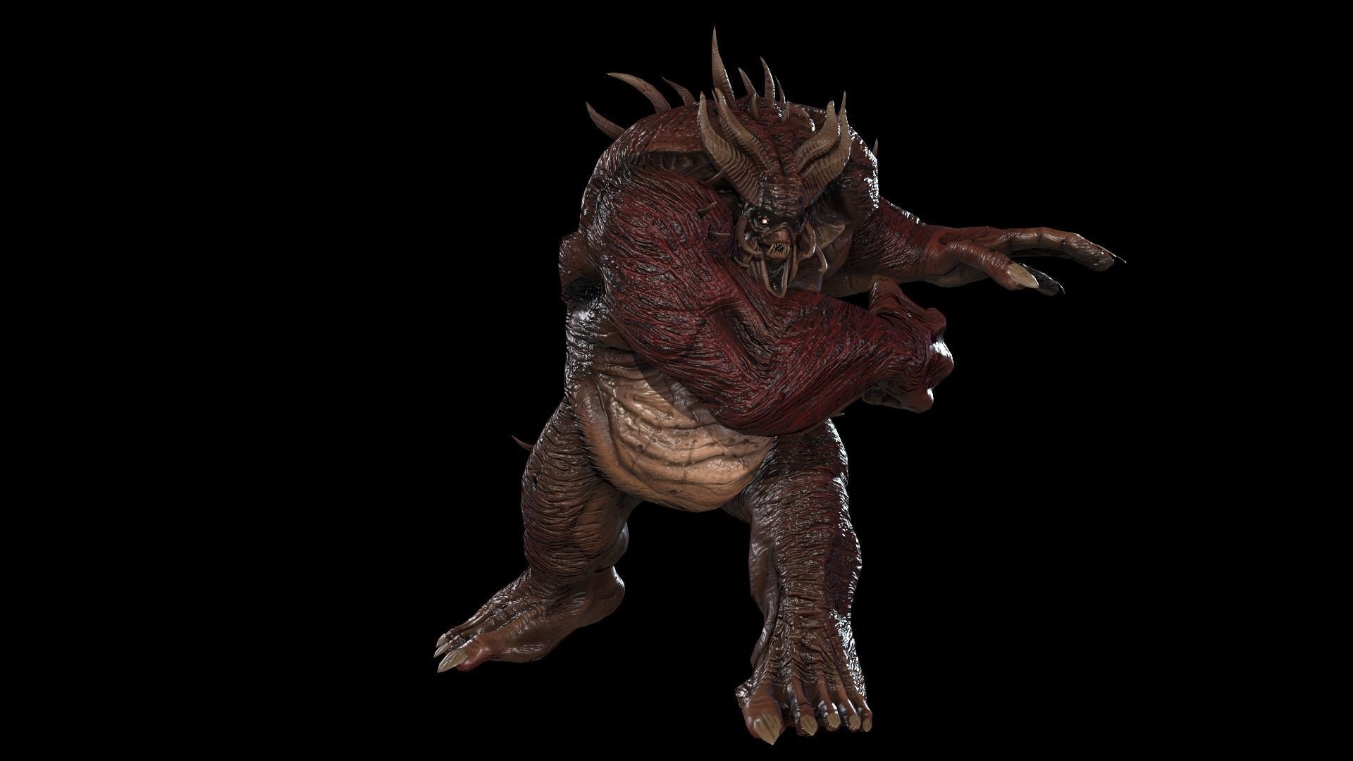 FatDemon2 creature with long arms and legs Low-poly 3D model_14