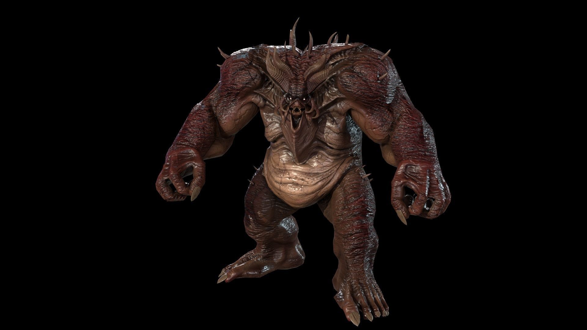 FatDemon2 creature with long arms and legs Low-poly 3D model_13
