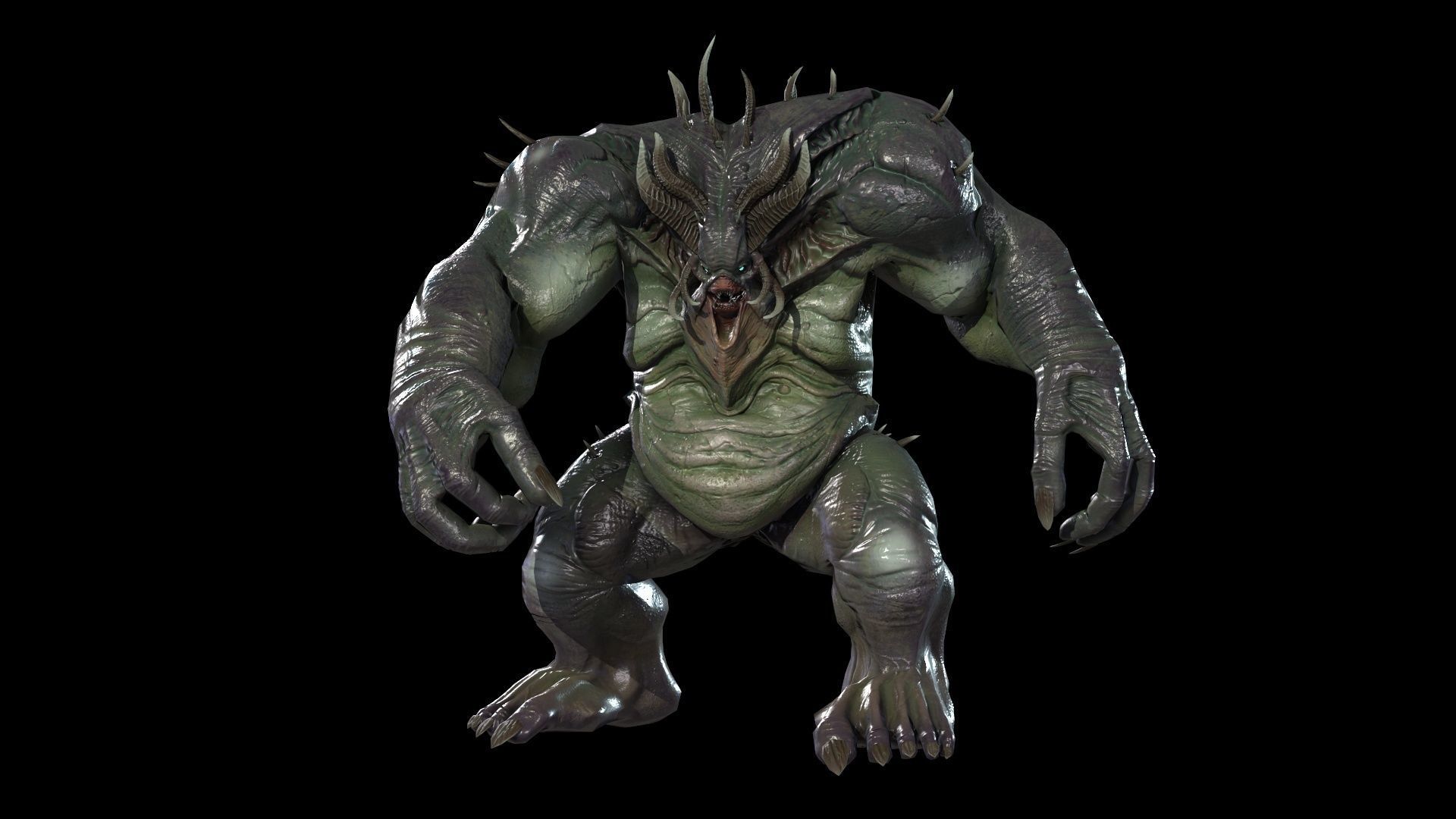 FatDemon2 creature with long arms and legs Low-poly 3D model_17