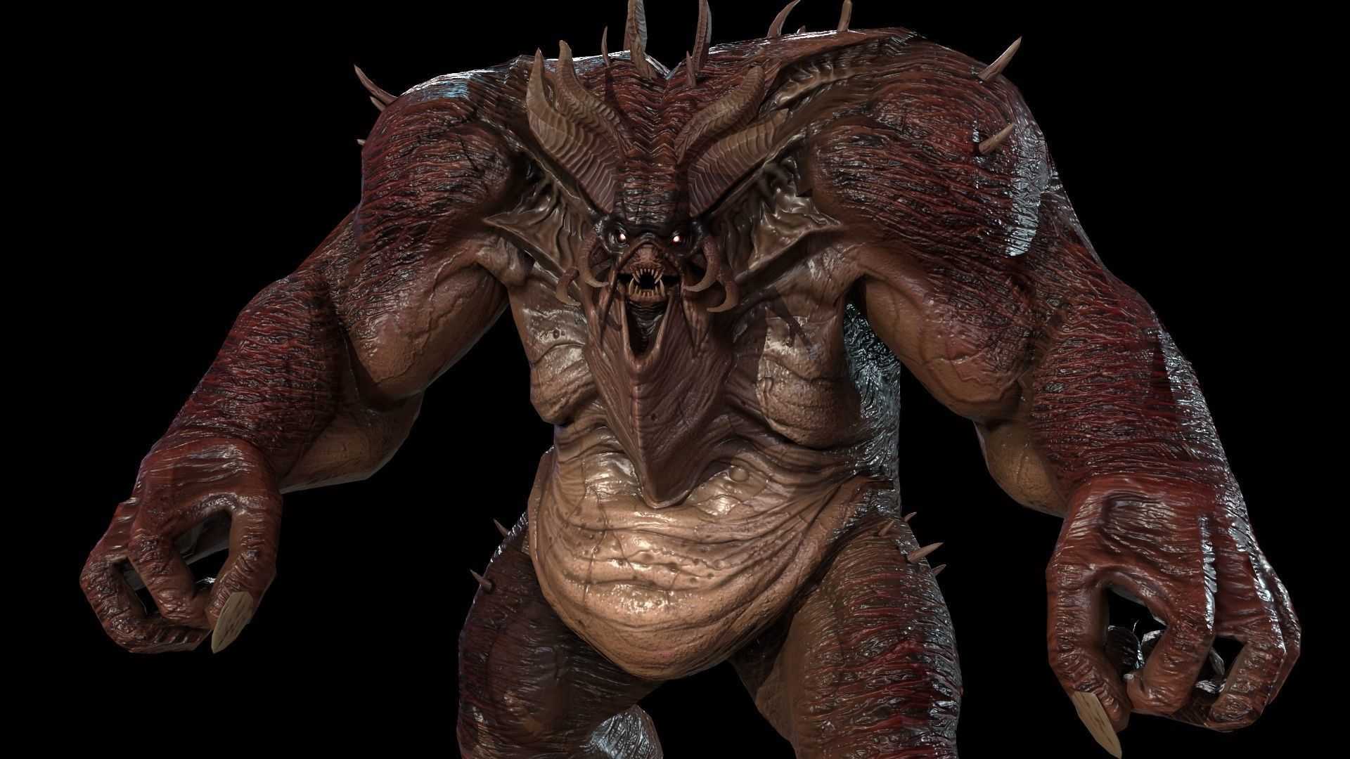 FatDemon2 creature with long arms and legs Low-poly 3D model_2