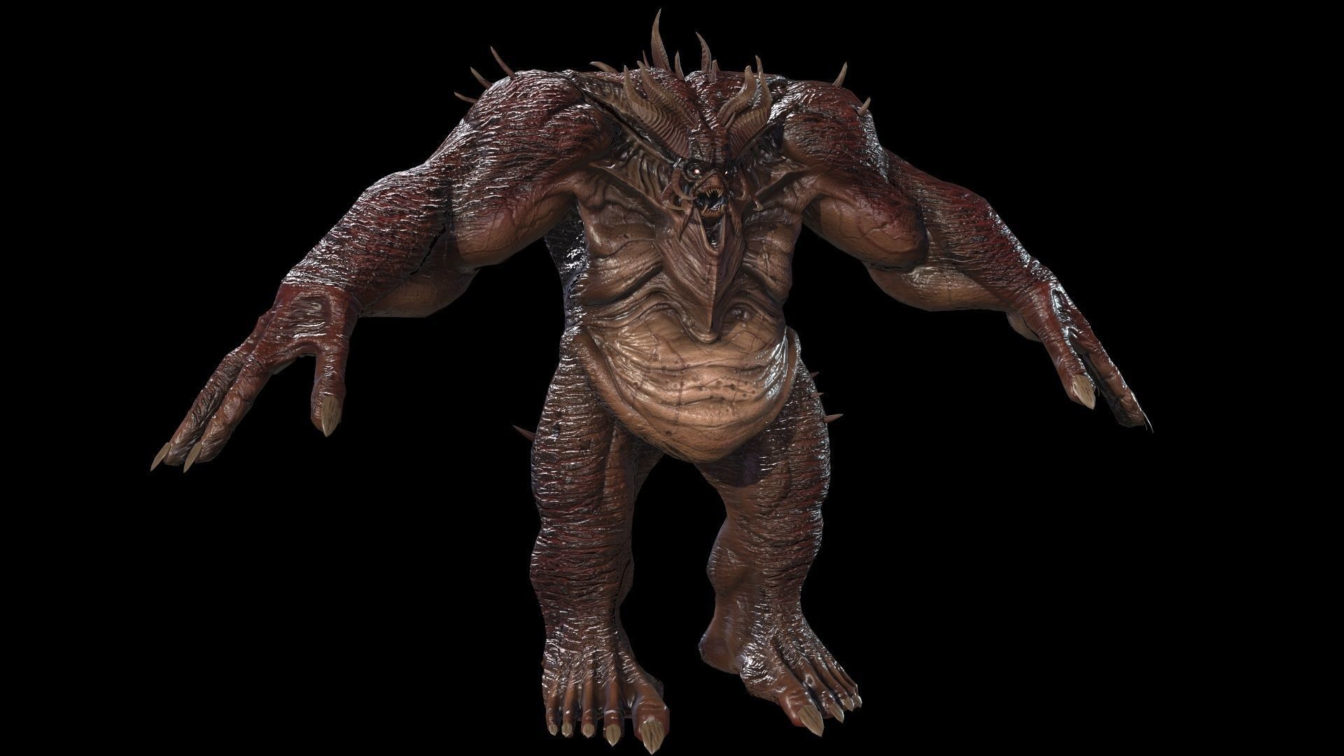 FatDemon2 creature with long arms and legs Low-poly 3D model_11
