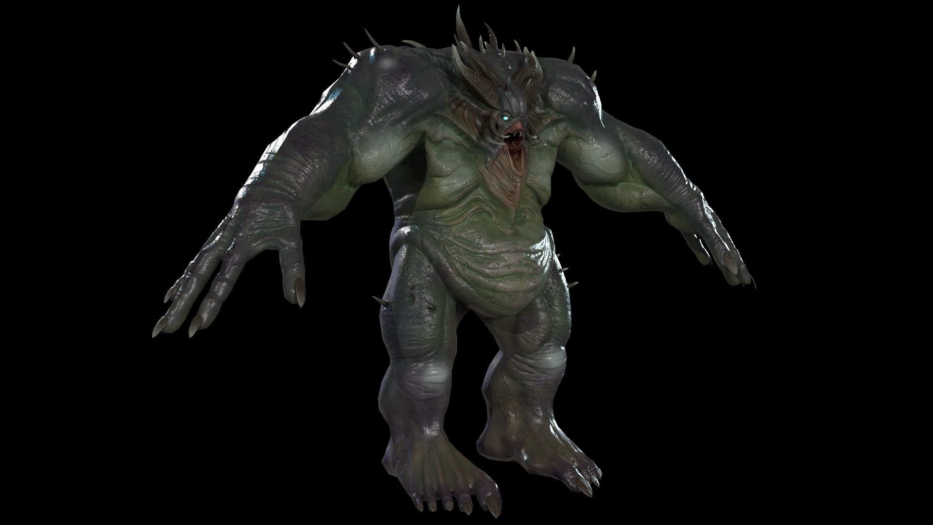 FatDemon2 creature with long arms and legs Low-poly 3D model_7