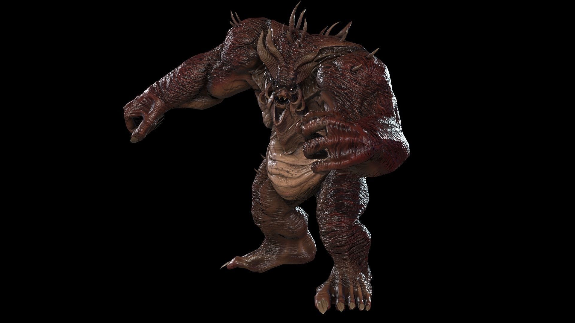 FatDemon2 creature with long arms and legs Low-poly 3D model_15