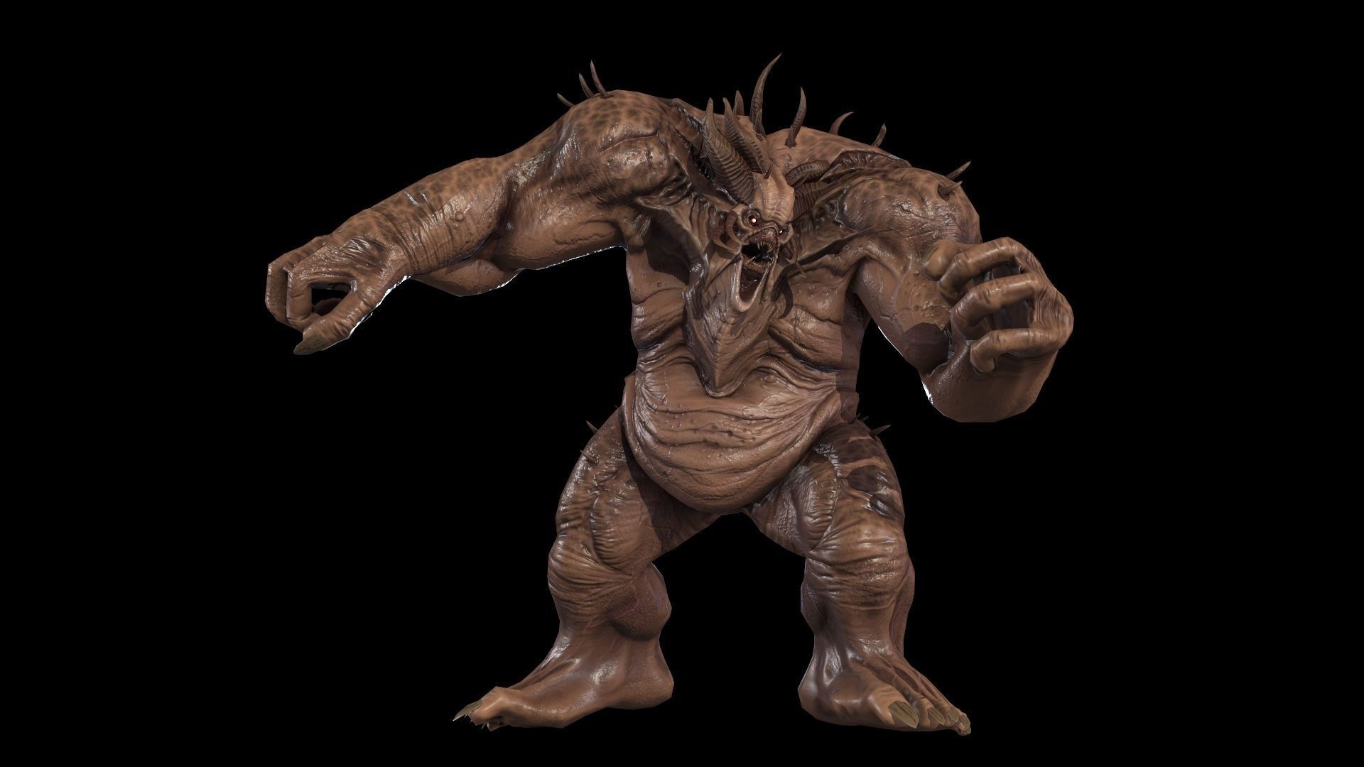 FatDemon2 creature with long arms and legs Low-poly 3D model_16