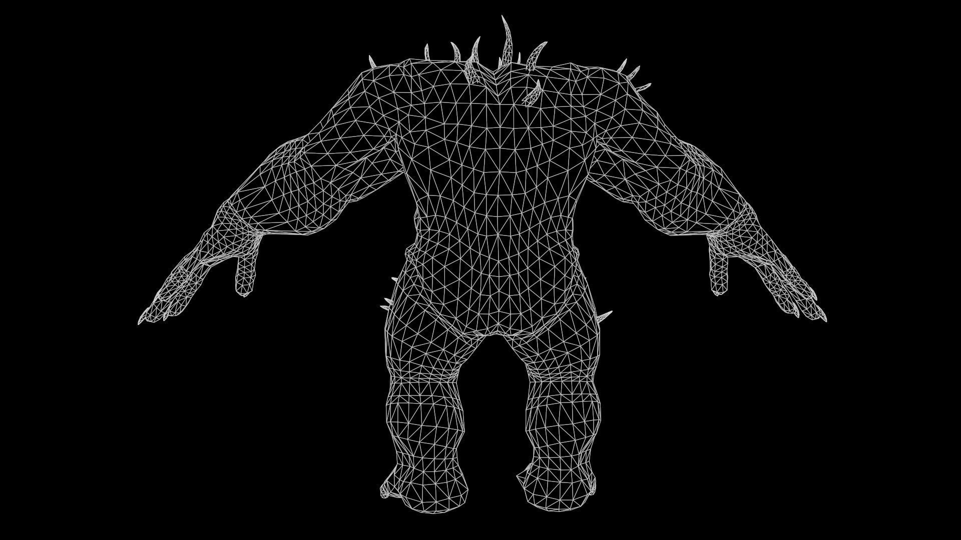 FatDemon2 creature with long arms and legs Low-poly 3D model_3