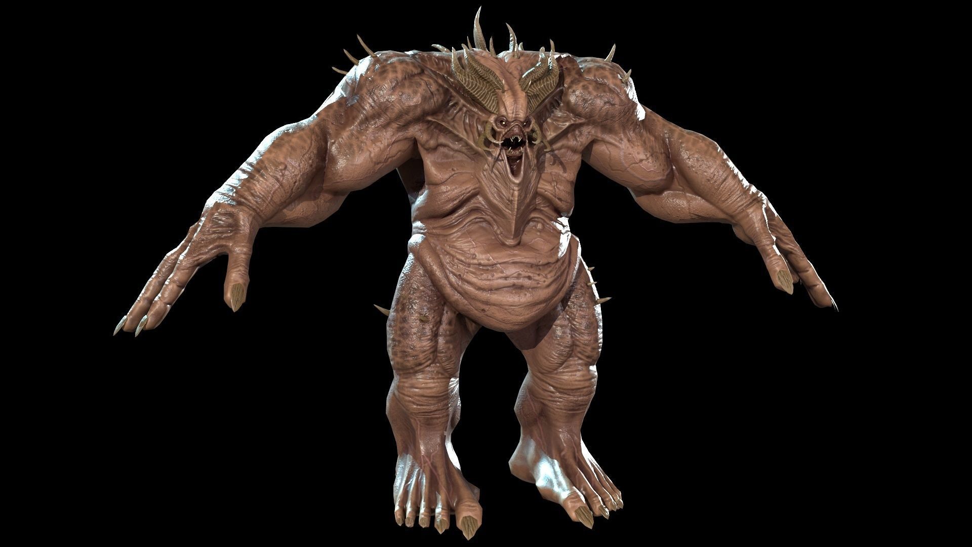 FatDemon2 creature with long arms and legs Low-poly 3D model_4