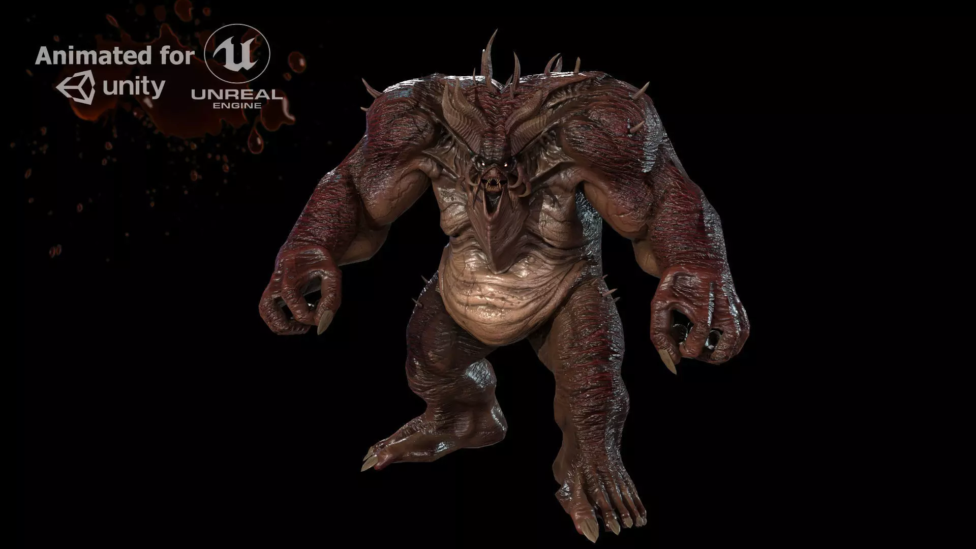 FatDemon2 creature with long arms and legs Low-poly 3D model_0