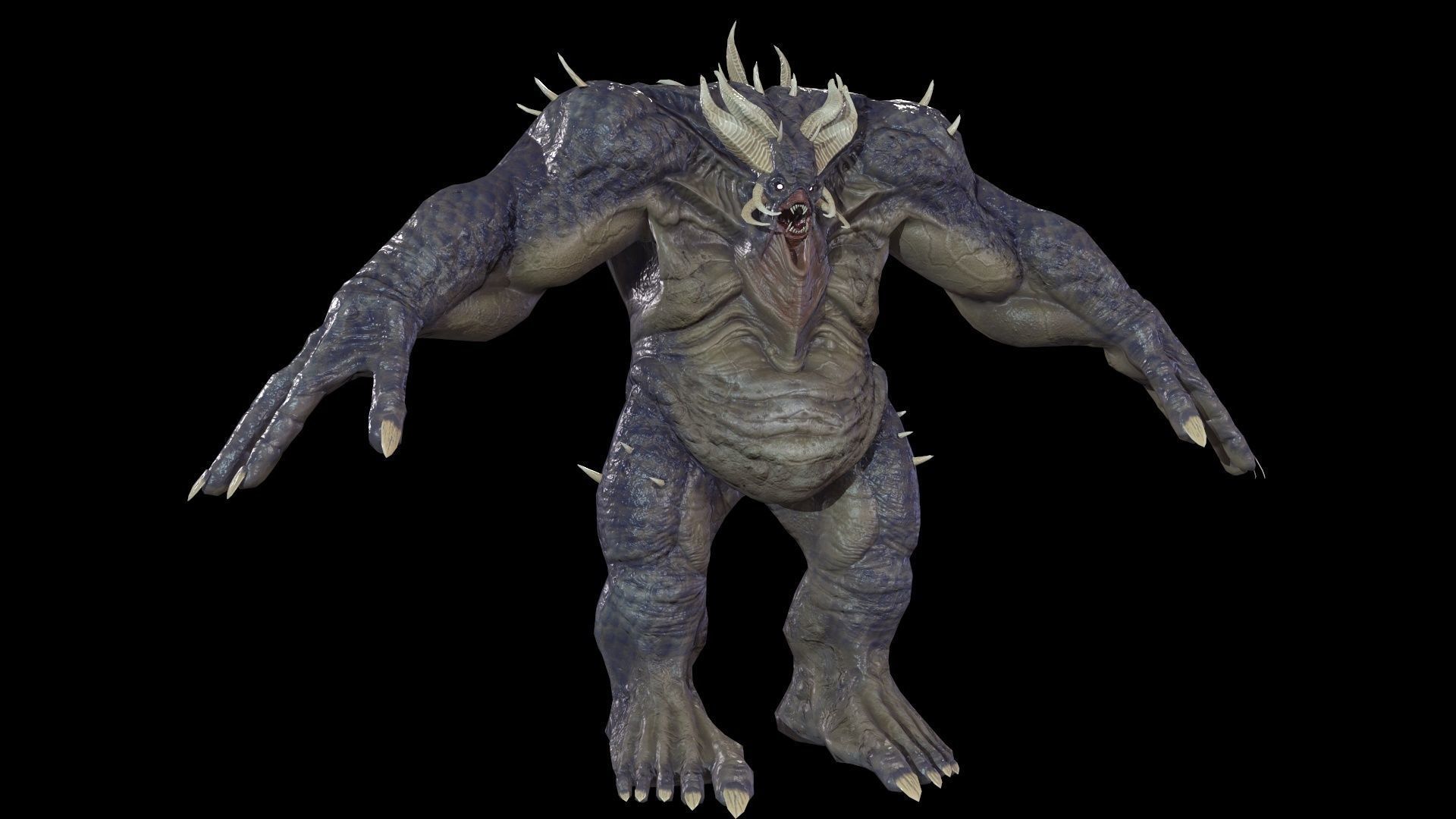 FatDemon2 creature with long arms and legs Low-poly 3D model_9
