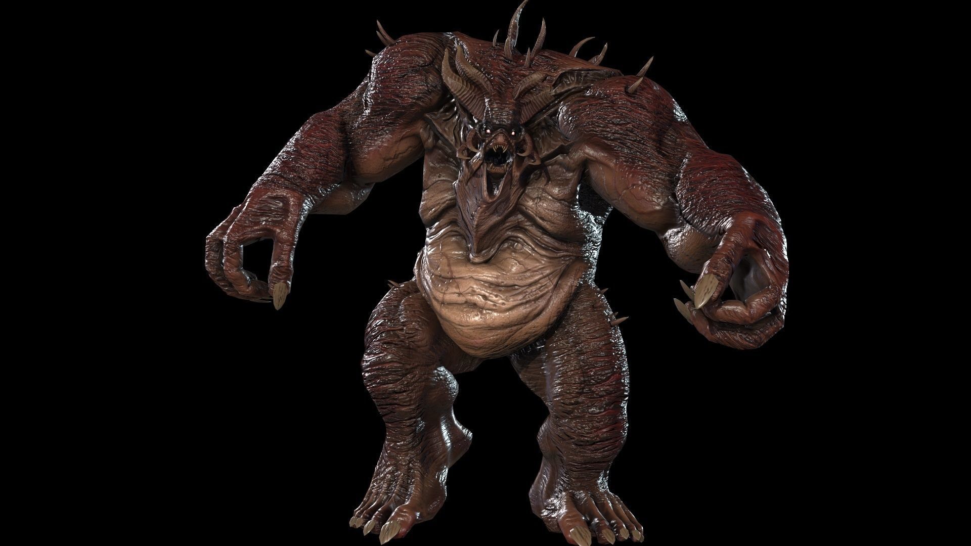 FatDemon2 creature with long arms and legs Low-poly 3D model_22