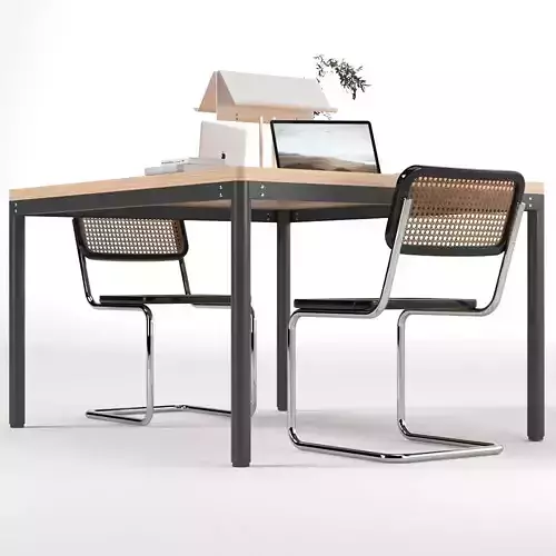 Doulble Workplace set with Scandinaviandesign chairs and decor 