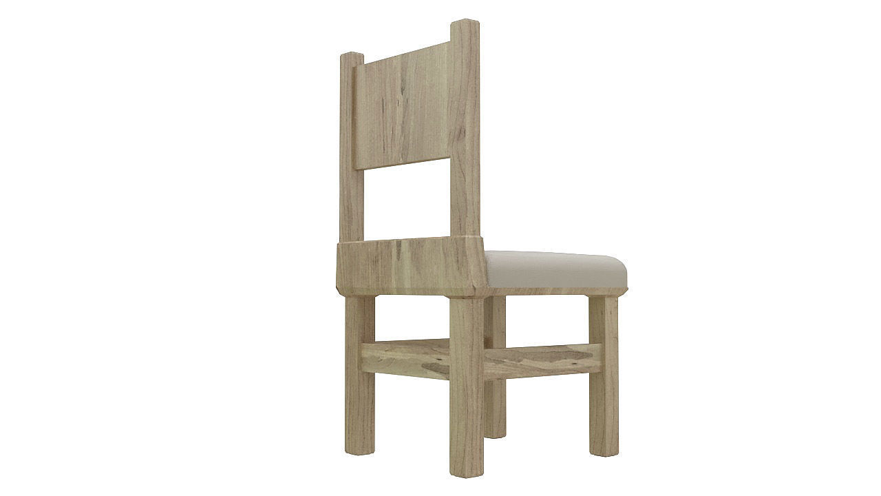 Rustic wooden padded seat 3D model_7