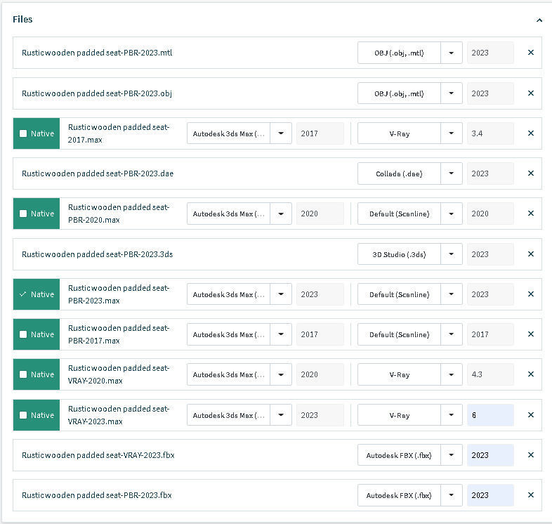 Rustic wooden padded seat 3D model_17