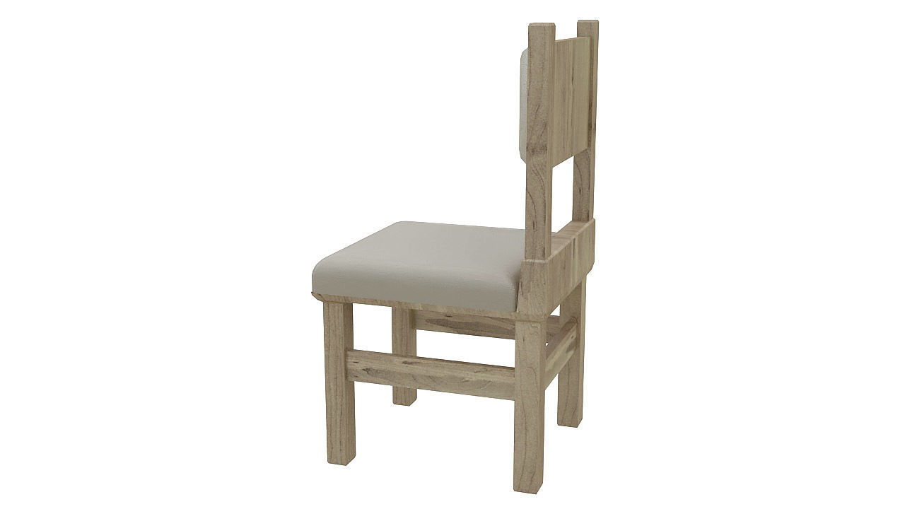 Rustic wooden padded seat 3D model_5