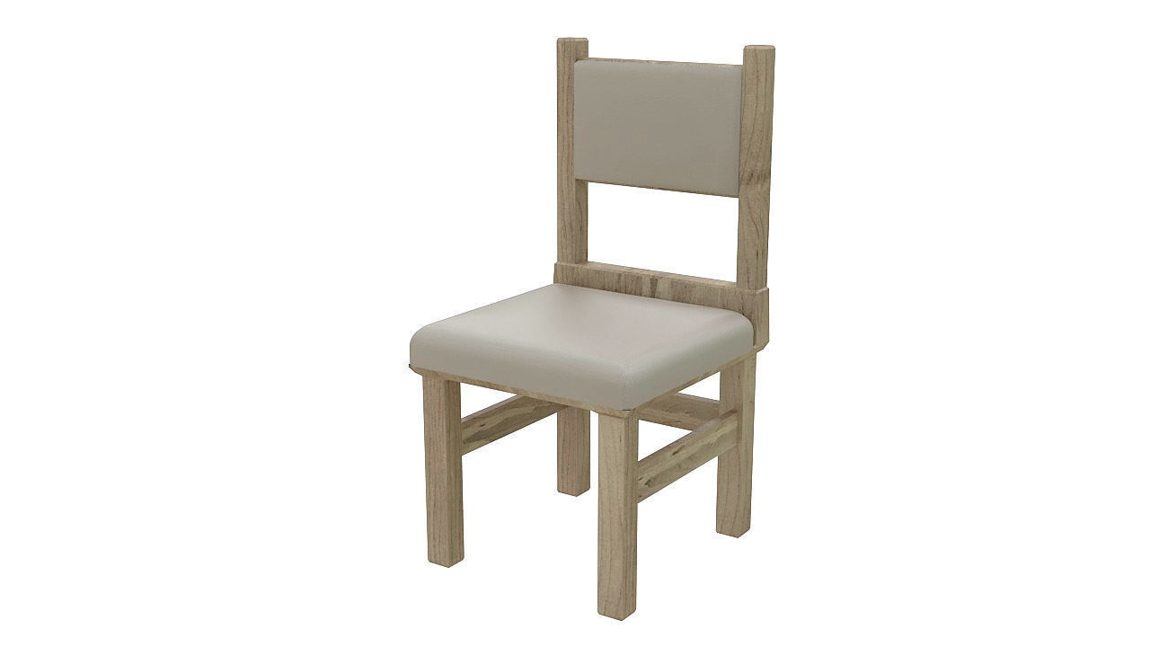 Rustic wooden padded seat 3D model_3