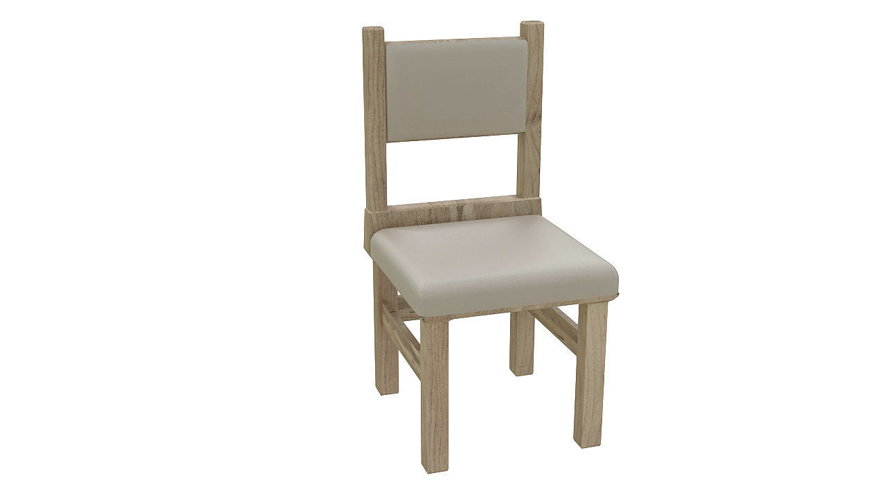 Rustic wooden padded seat 3D model_1