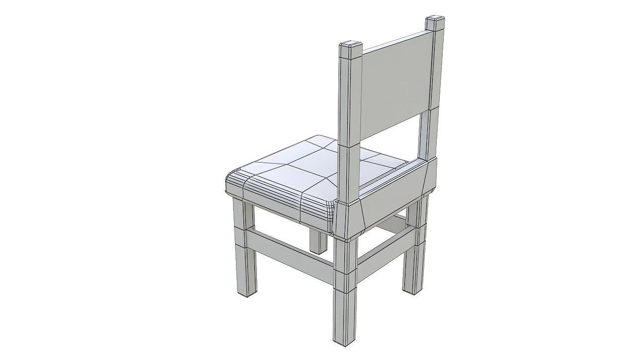 Rustic wooden padded seat 3D model_10