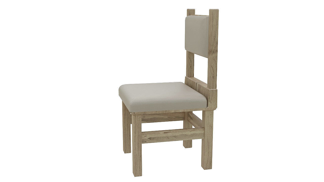 Rustic wooden padded seat 3D model_4