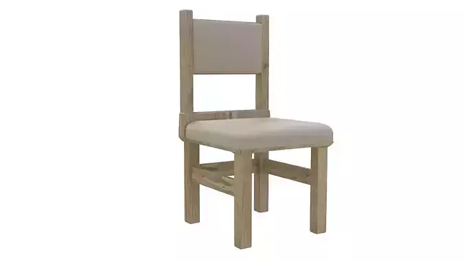 Rustic wooden padded seat 3D model