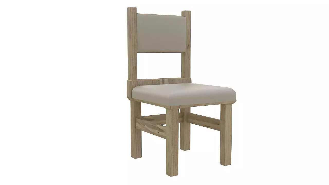 Rustic wooden padded seat 3D model_0