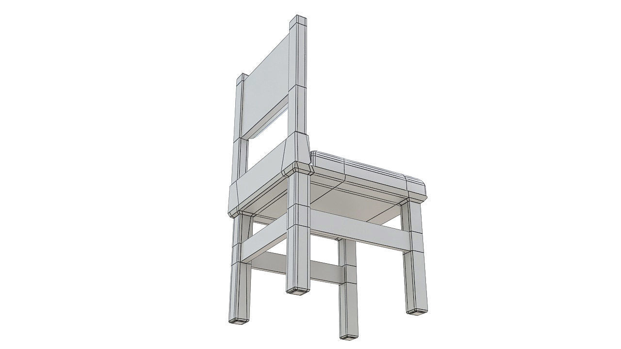 Rustic wooden padded seat 3D model_11