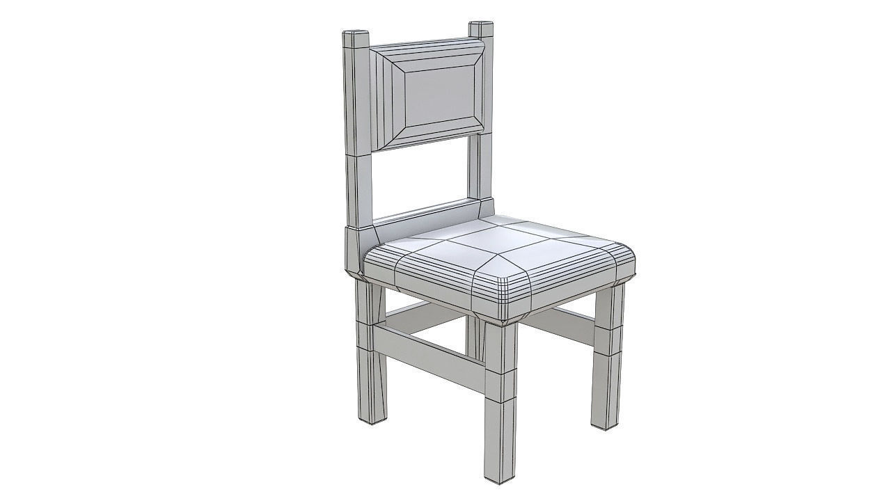 Rustic wooden padded seat 3D model_8