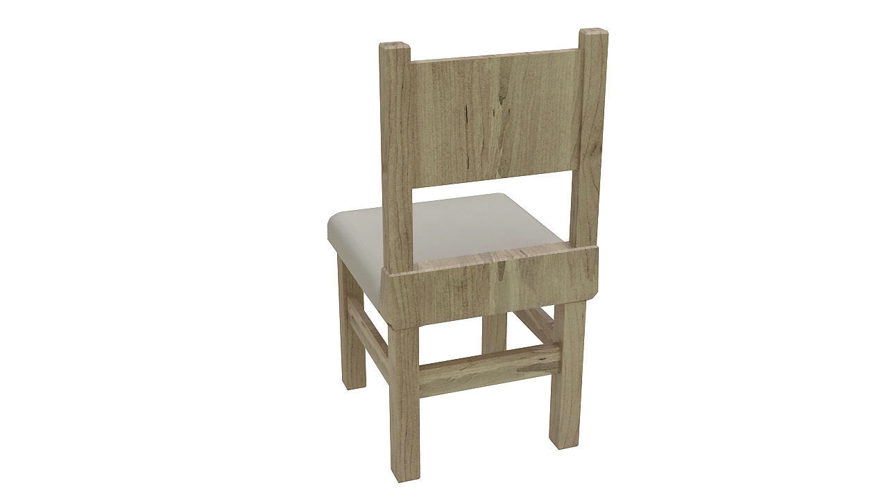 Rustic wooden padded seat 3D model_6