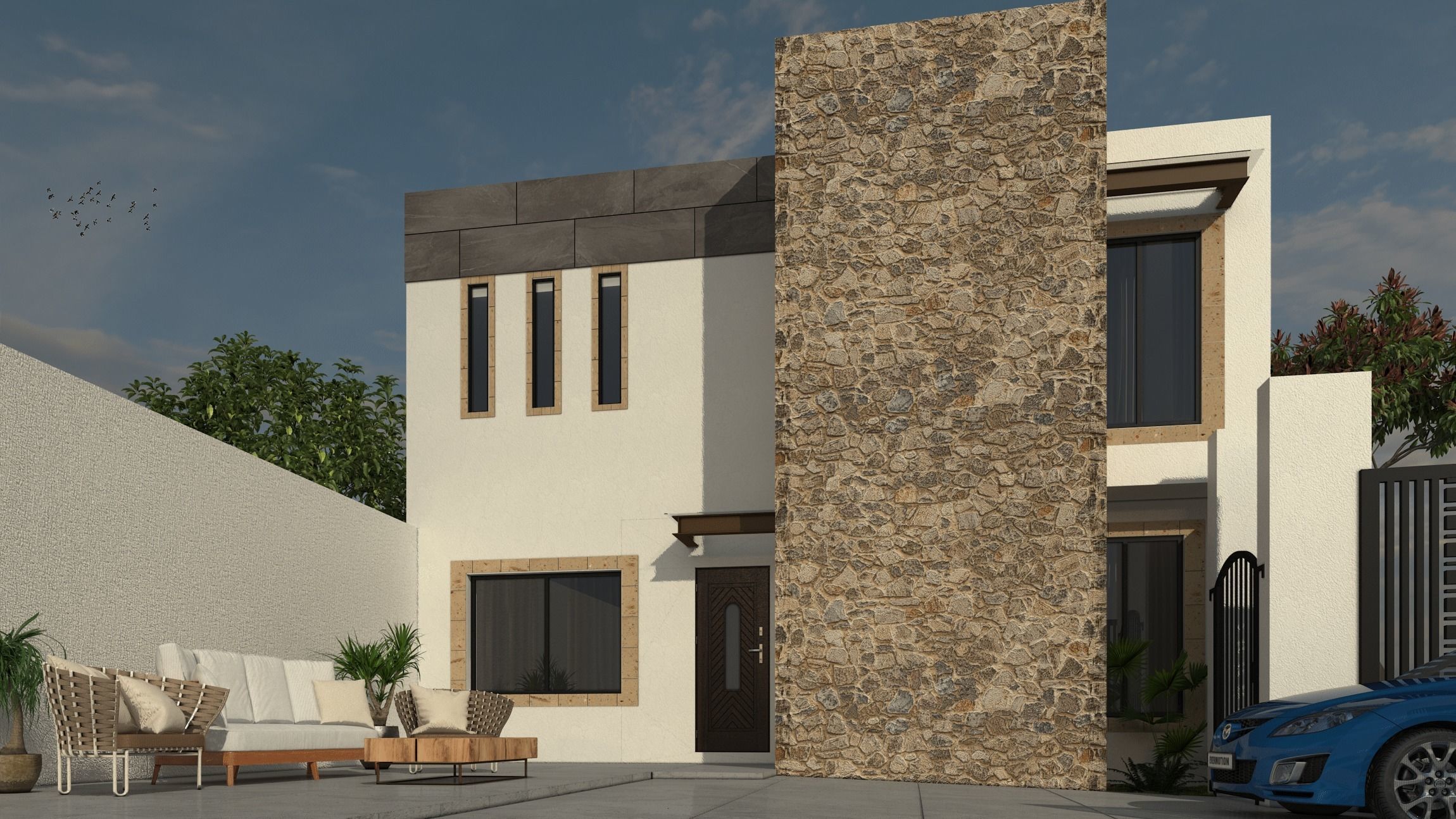 SMALL HOUSE WITH MATERIALS 3D model_1