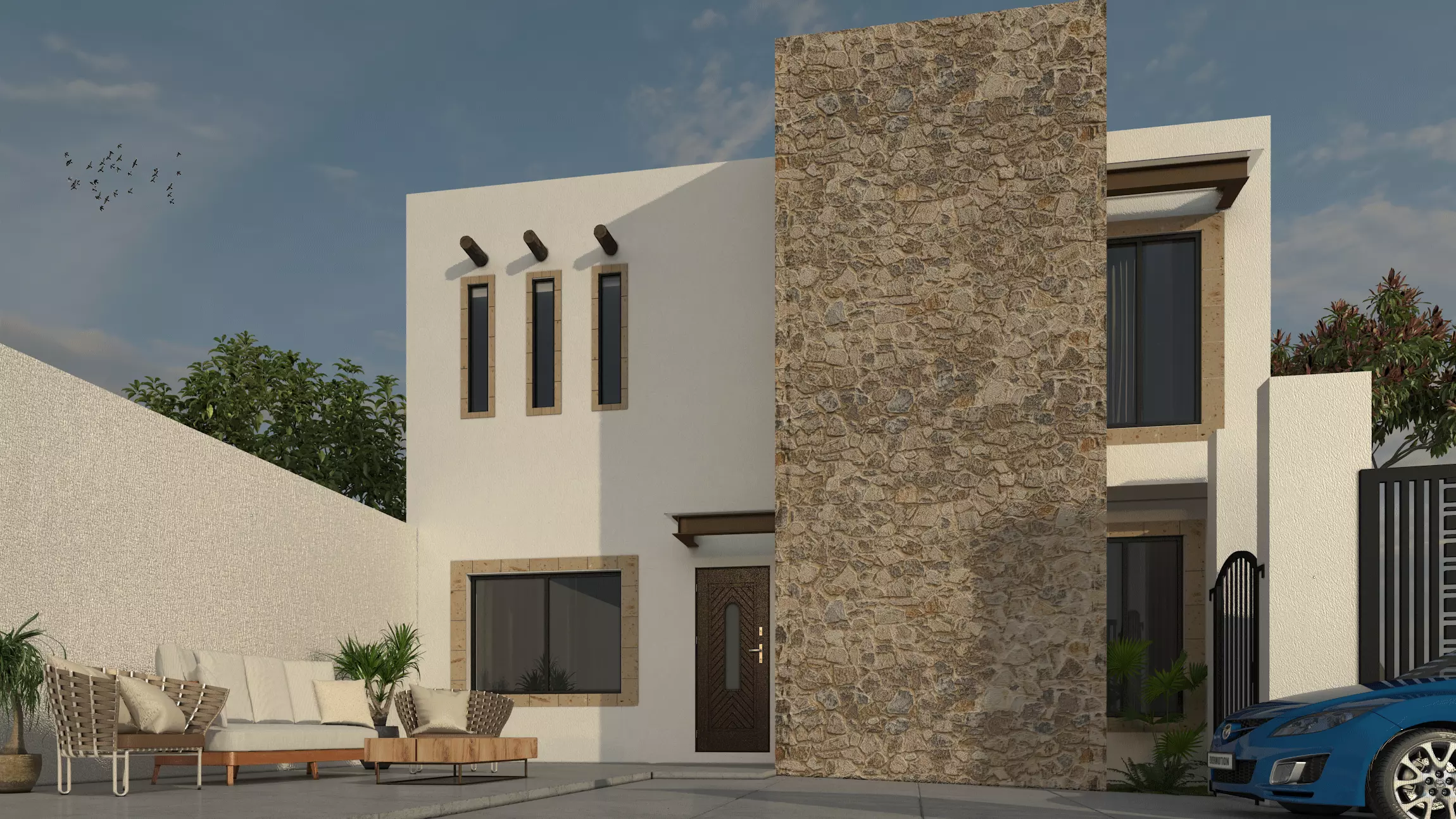 SMALL HOUSE WITH MATERIALS 3D model_0