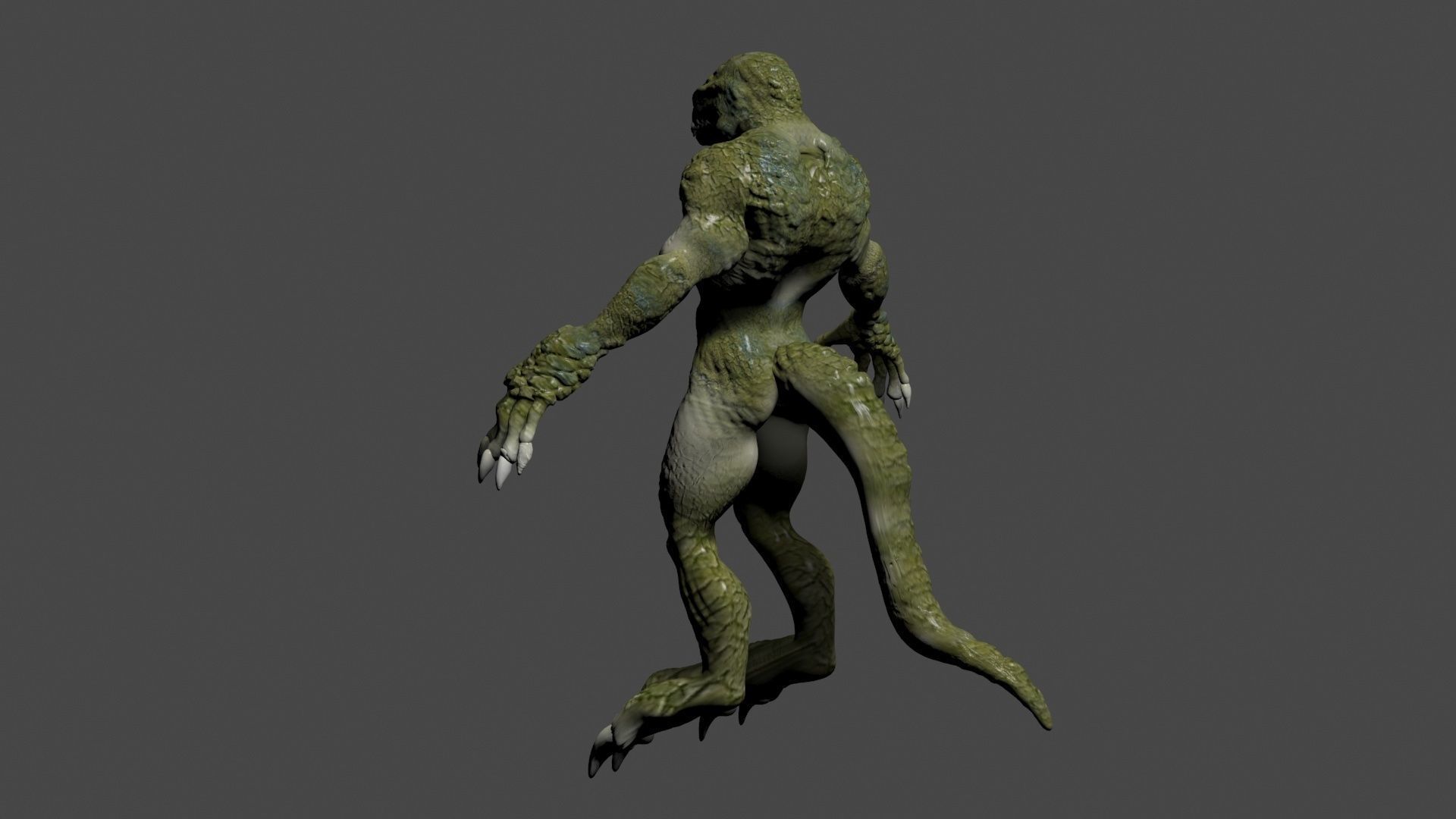 Reptilian creature with claws Low-poly 3D model_2
