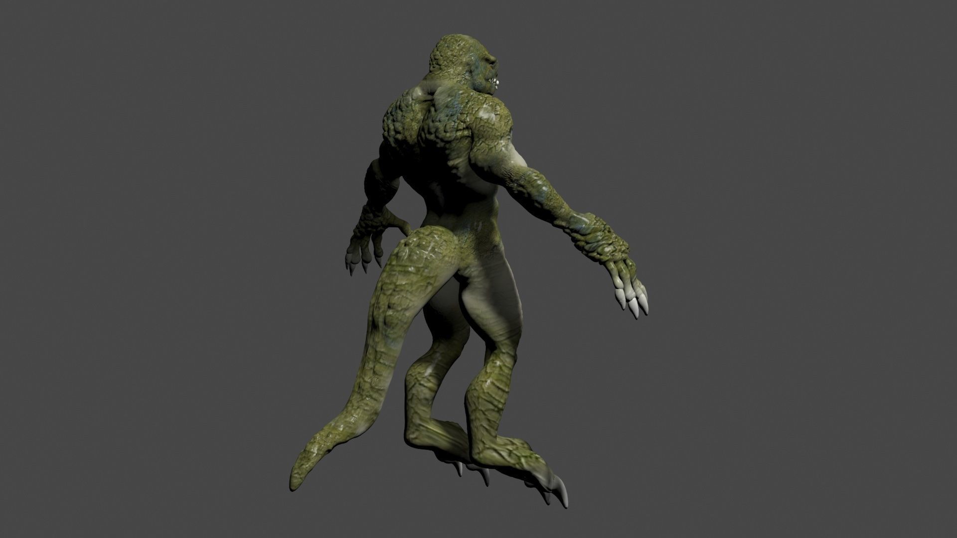 Reptilian creature with claws Low-poly 3D model_3