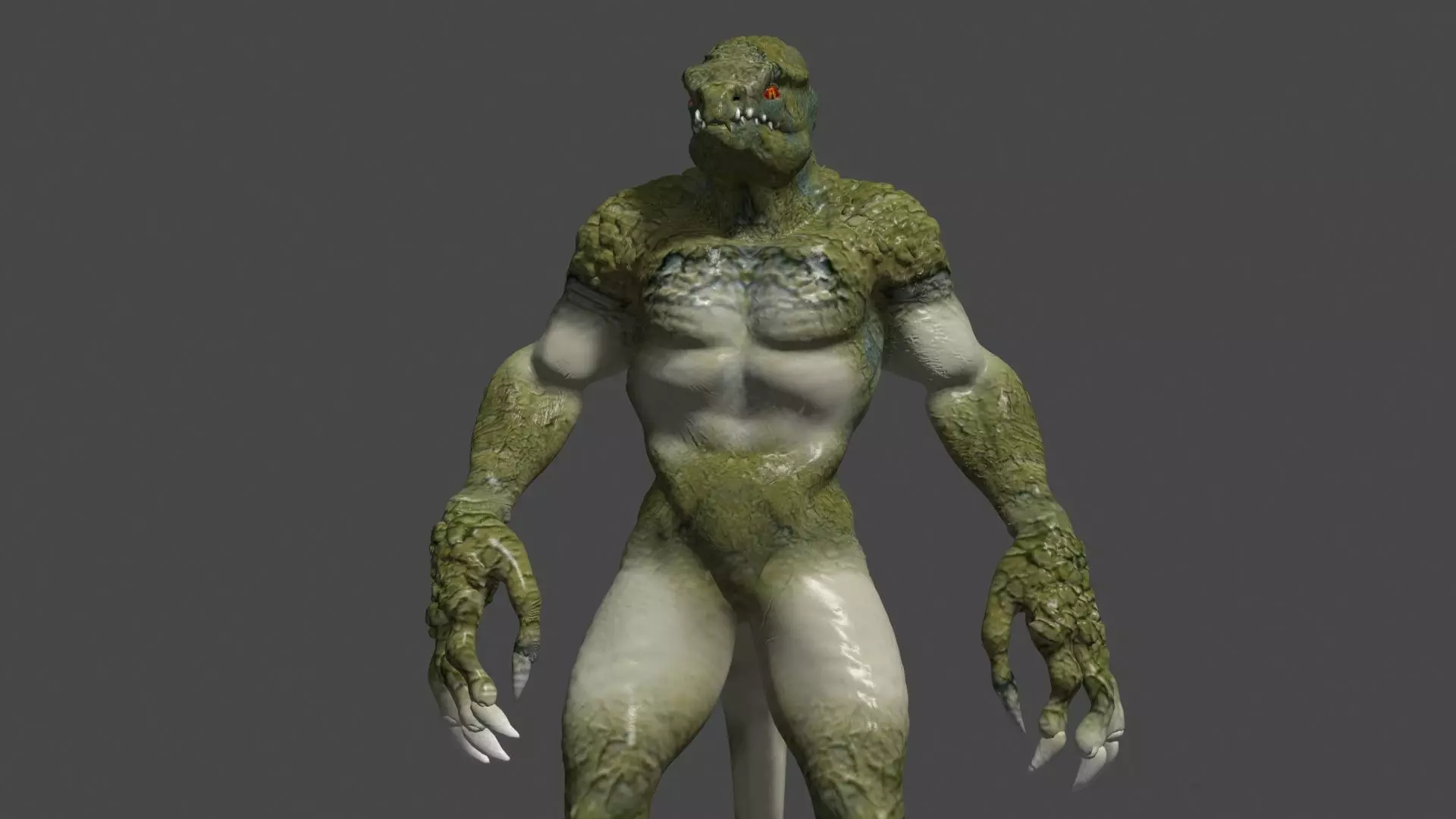 Reptilian creature with claws Low-poly 3D model_0