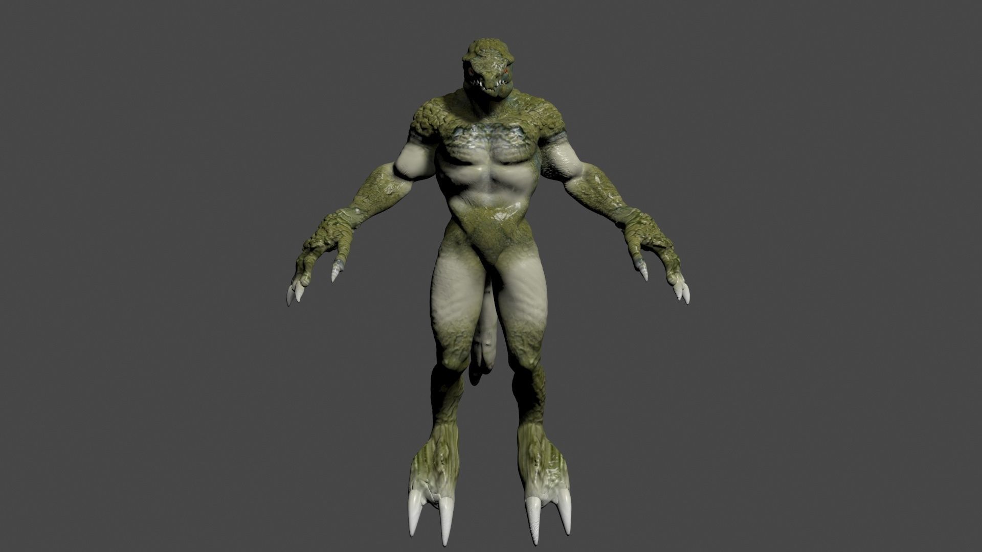 Reptilian creature with claws Low-poly 3D model_5