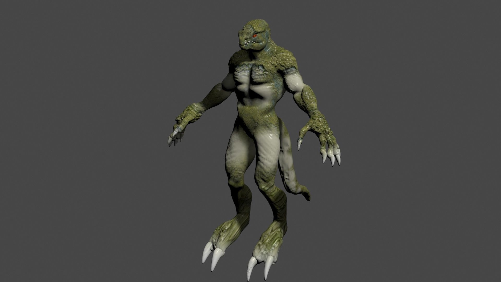 Reptilian creature with claws Low-poly 3D model_1