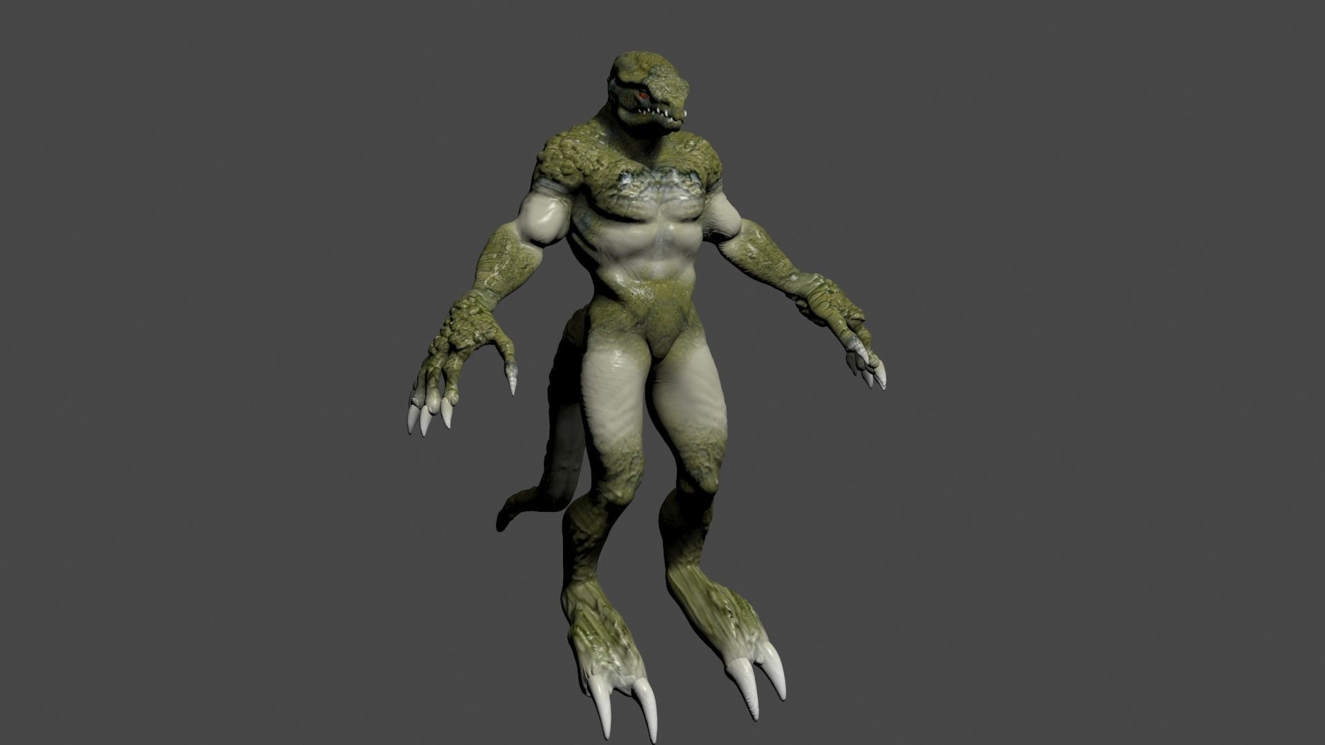 Reptilian creature with claws Low-poly 3D model_4