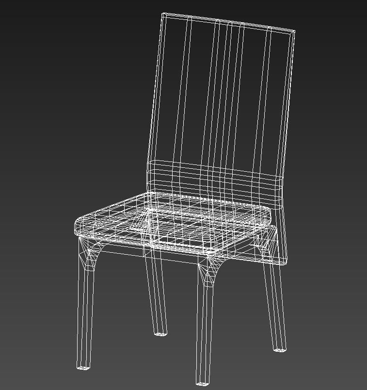 Wooden padded dining chair 3D model_14