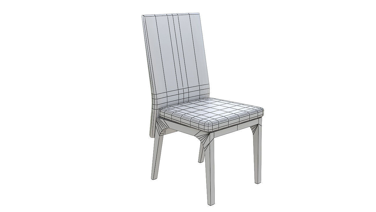 Wooden padded dining chair 3D model_7