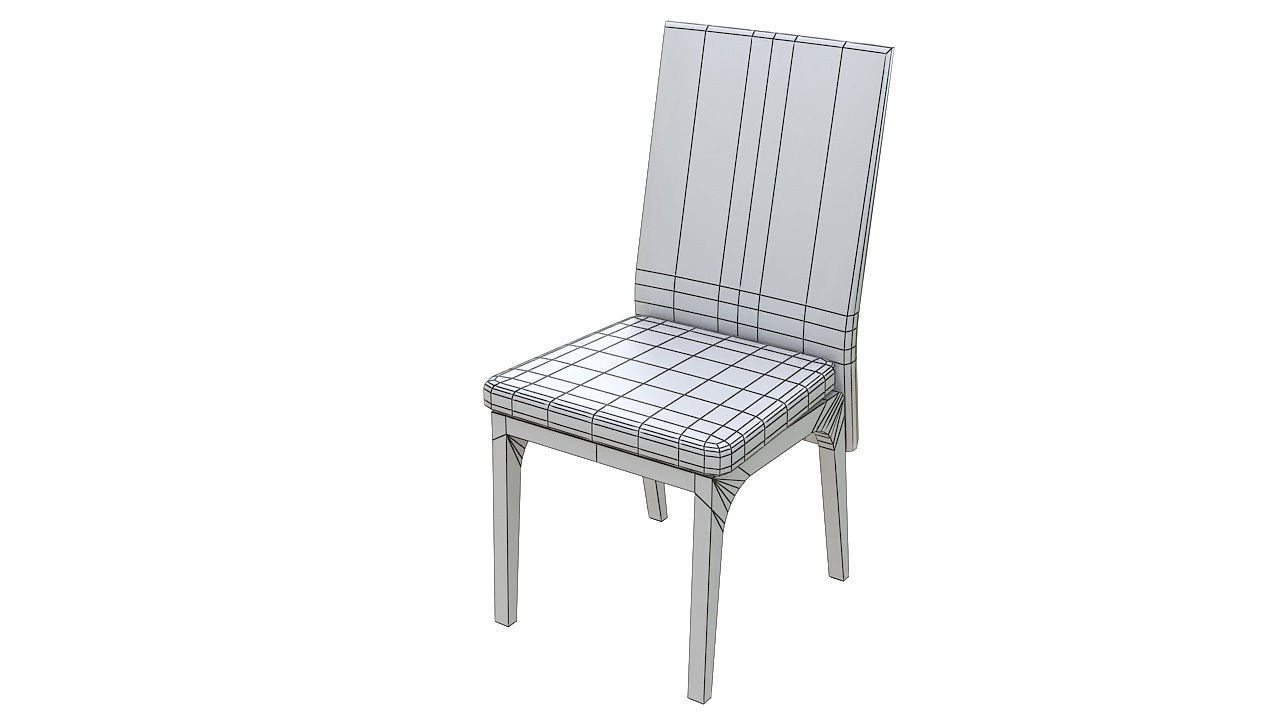 Wooden padded dining chair 3D model_9
