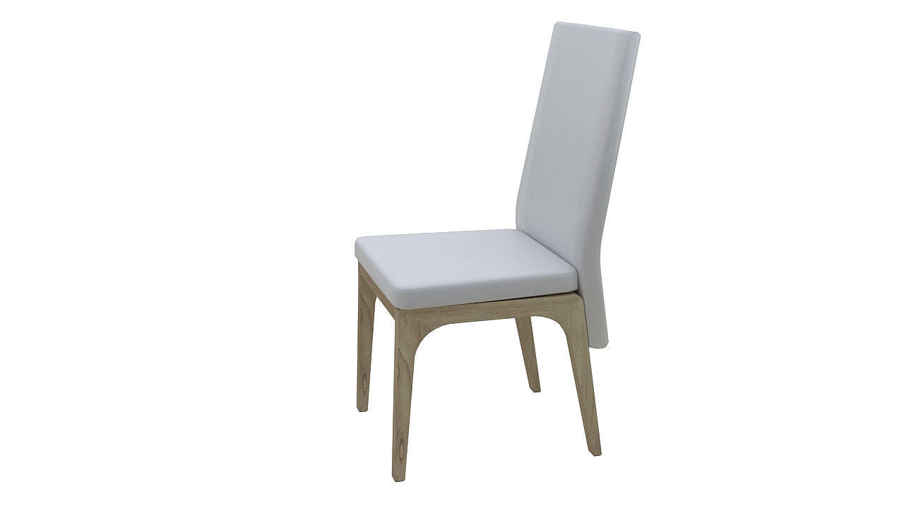 Wooden padded dining chair 3D model_5