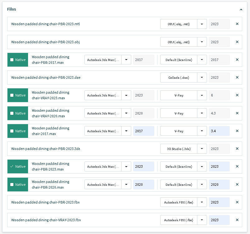 Wooden padded dining chair 3D model_18
