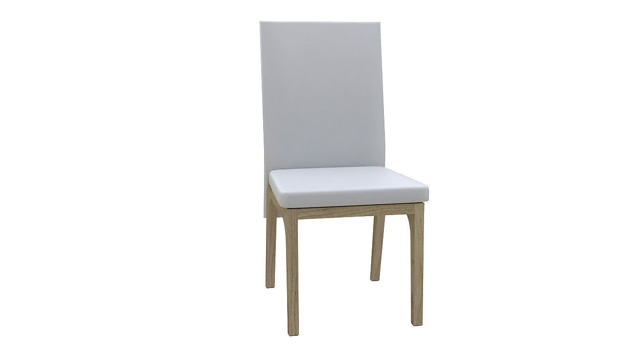 Wooden padded dining chair 3D model_1