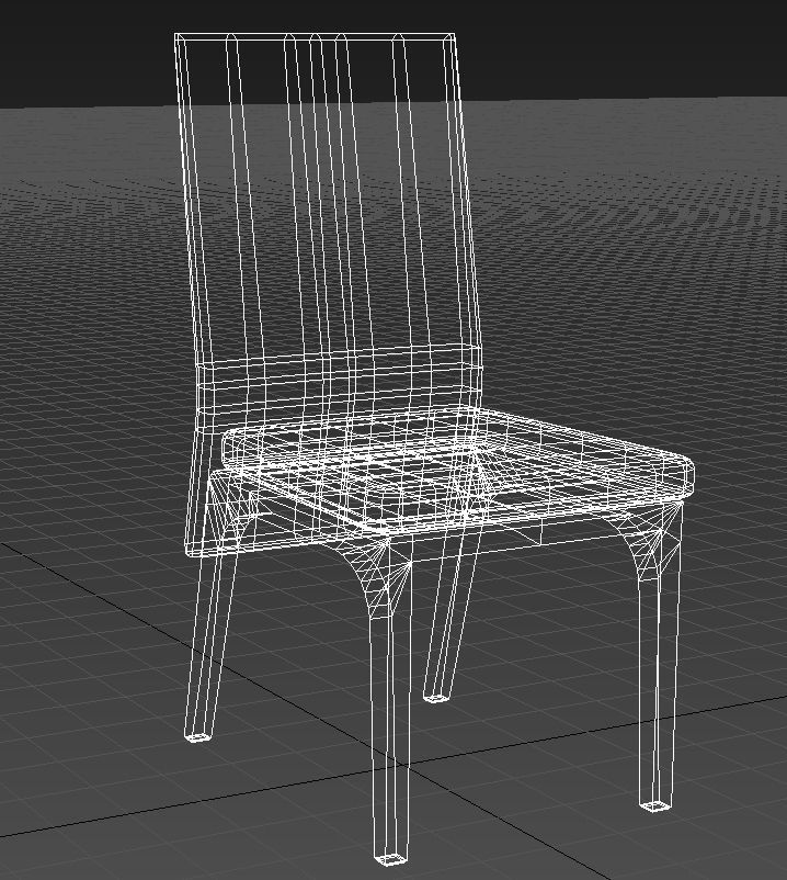 Wooden padded dining chair 3D model_13