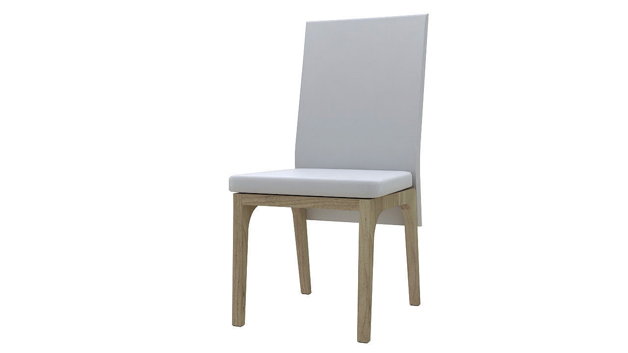 Wooden padded dining chair 3D model_2